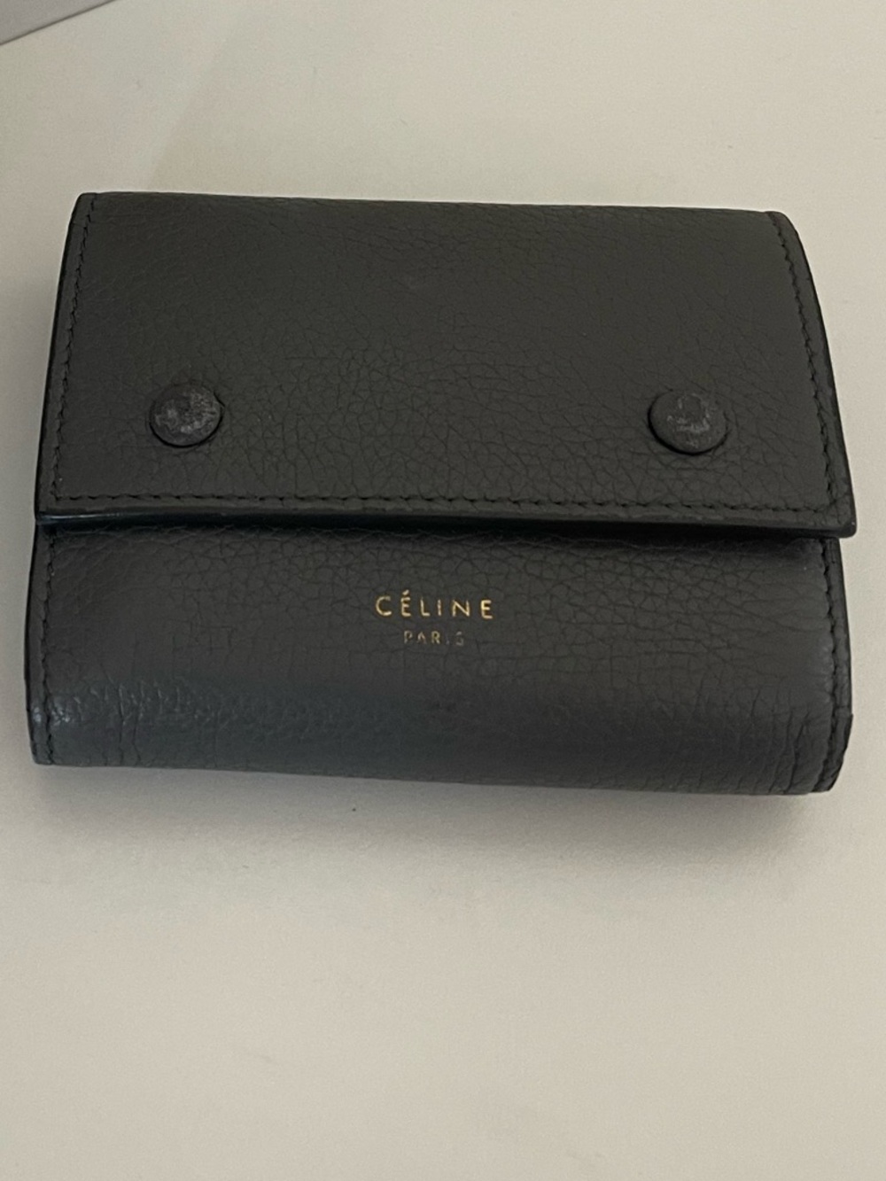 Celine Gray Leather Tri-Fold Wallet